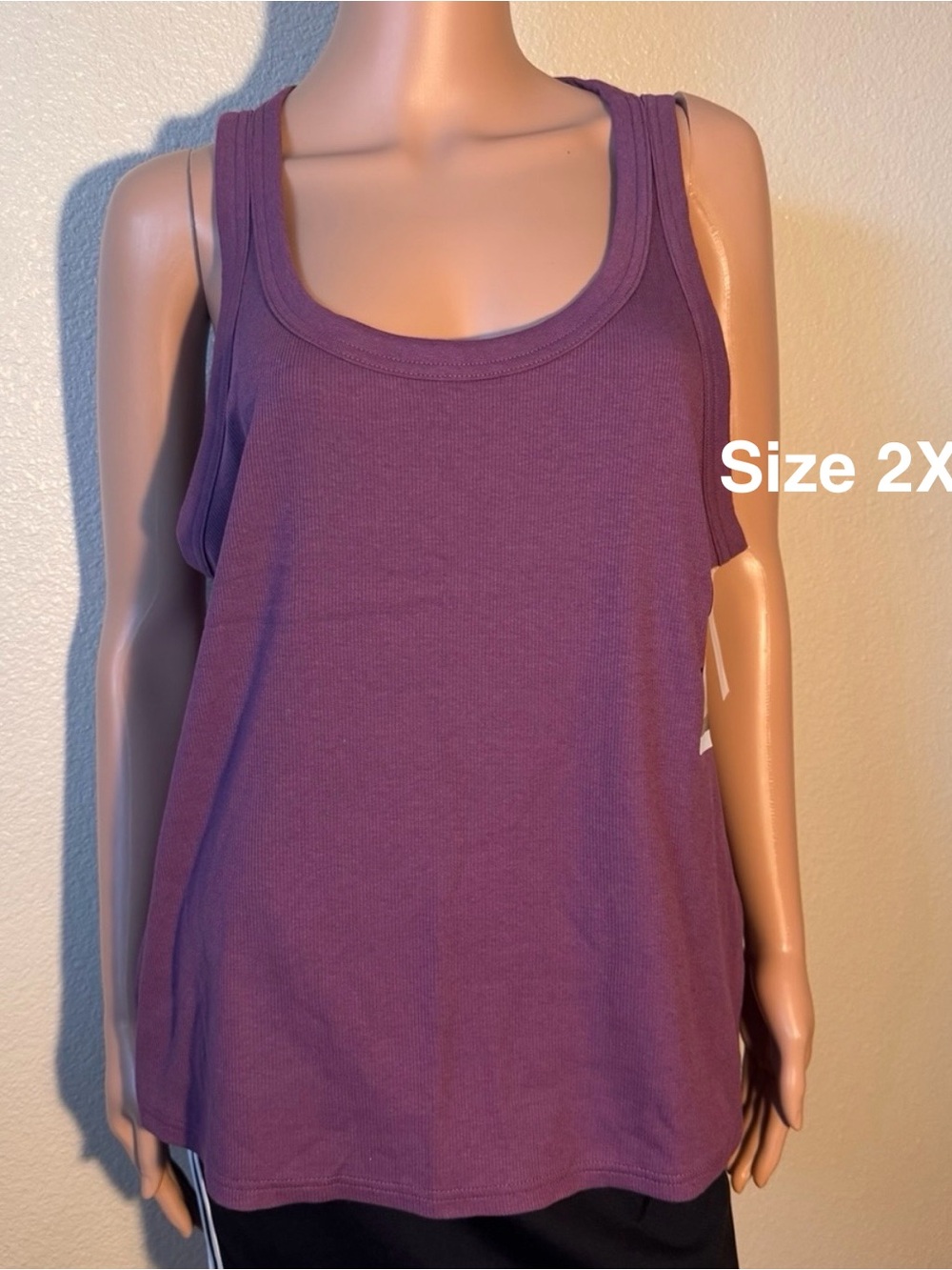 Terra & Sky Women's Plus Size Scoop Neck Rib Tank Top, Size 2X